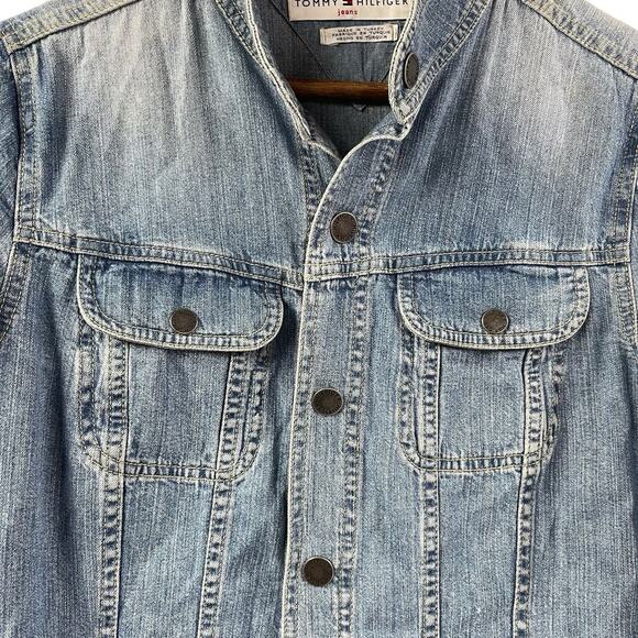 Tommy Hilfiger Light Weight Jean Jacket Denim Snap Close Trucker Y2K Medium - Picture 3 of 11